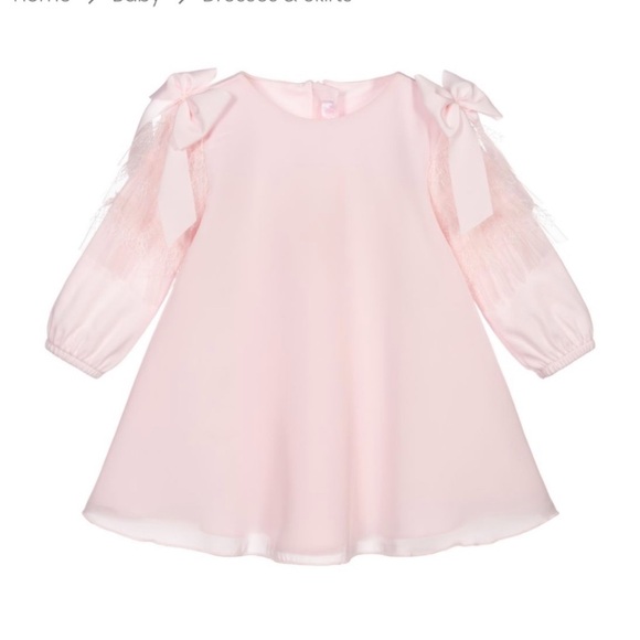Silky Pink Cotton Baby Dress - Picture 4 of 11